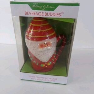 NIB Sakura Beverage Buddies Santa Coffee Covered Latte Mug Christmas Collection